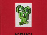 a red book with an image of a green monster on it