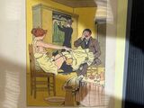 a picture of a picture of a woman sitting in a chair