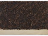 une image représentant une peinture composée de teintes marron et noires sur fond blanc
