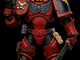 a picture of a red warhammer with a gun