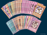 a lot of cards that are on a blue background