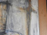 a picture of a painting of a cat on a table