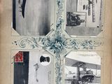 an old photo of an airplane with pictures on it