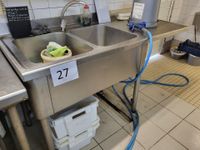 Plonge en inox à dosseret, 2 bacs, égouttoir à droite (160 x…