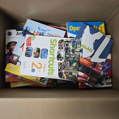 a box full of books that are inside of it