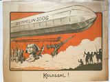 une vieille affiche de propagande allemande représentant un homme dans un avion