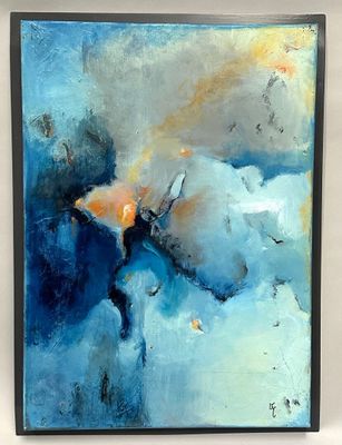 JOB (Josiane BECK), La où la flamme. Huile sur toile monogra…