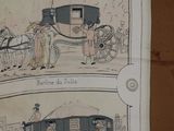 four pictures of a horse drawn carriage with people on it