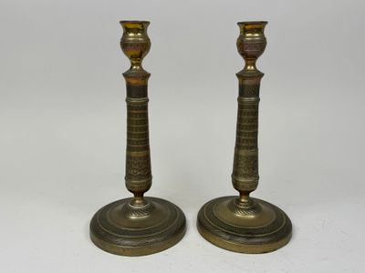 pair of antique brass candlesticks