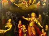 une image représentant un tableau où figure une femme entourée d'anges
