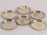 six silver plated trays on a white surface with a price tag