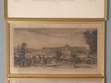 trois reproductions encadrées représentant un paysage avec un château en arrière-plan