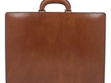 brown leather briefcase on white background with clipping for the handle
