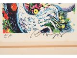 an image of a painting of a cat with flowers in it ' s mouth