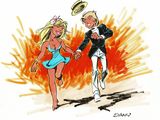 dessin représentant un homme et une femme qui se tiennent la main et dansent