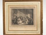 une peinture représentant un groupe de personnes assises autour d'une table