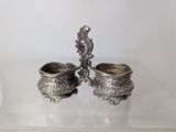 pair of silverplated sugar and creamers with dragon handles