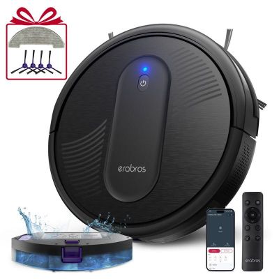 an image of a robotic vacuum cleaner with a remote control
