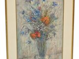 une peinture de fleurs dans un vase sur une table