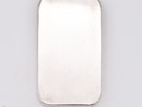 a square silver plate on a white background