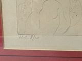 drawing of a woman with a hat and a flower in her hair