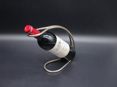 Porte-bouteille en métal argenté - H.