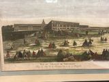 tableau représentant la vue d'un palais avec des personnes dans des bateaux