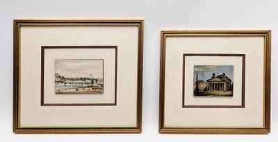 École FRANCAISE du XXe siècle "Bord de fleuve" et "Le Panthé…