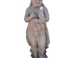an image of a statue of a little boy holding a bird