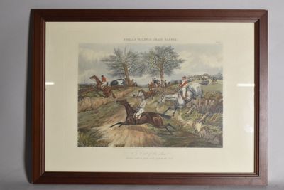 reproduction encadrée d'un tableau représentant un groupe de personnes à cheval