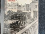 a picture of an old postcard with a picture of a horse drawn carriage