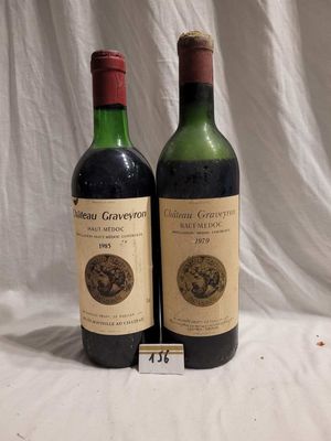 2 bouteilles de CHÂTEAU GRAVEYRON HAUT-MEDOC dont 1 bouteill…