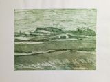 a picture of a painting of a green landscape