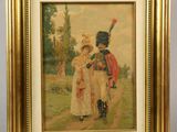 an image of a painting of two children in a field