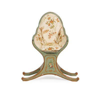 CHAISE GONDOLE EN BOIS LAQUÉ, VENISE, XVIIIE SIÈCLE