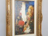 a picture of a painting on a easel in a room