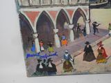 a painting of a group of people walking down the street