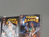 three action figures of the same character on display