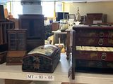 many pieces of furniture on a shelf in a room