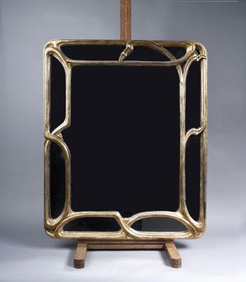 Miroir à parecloses de forme rectangulaire en bois mouluré p… - Photo 1