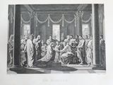 a picture of a drawing of a group of people in a room