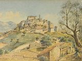 une image représentant un tableau d'un château situé au sommet d'une colline