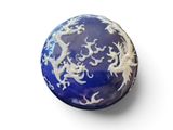 an image of a blue and white ball with a dragon design on it