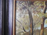 a picture of a painting of a tree in the woods
