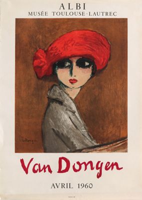 une image représentant un tableau d'une femme portant un chapeau rouge