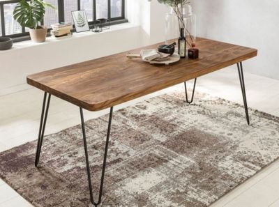 Table salle à manger - SURATE en sheesham et métal , dimensi…