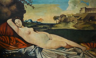 l'image d'un tableau représentant une femme nue allongée sur un lit
