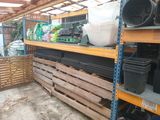 a lot of items that are on the shelves in the yard