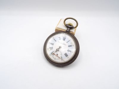Montre régulateur chemin de fer en métal à cadran émaillé, E…
