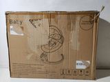 a cardboard box with a drawing of a baby in a stroller